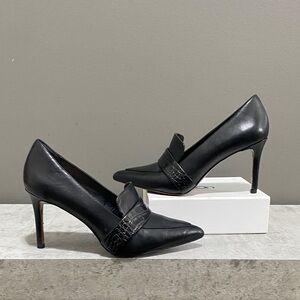 Banana Republic Sleek Black Faux Leather Heels Size 7.5